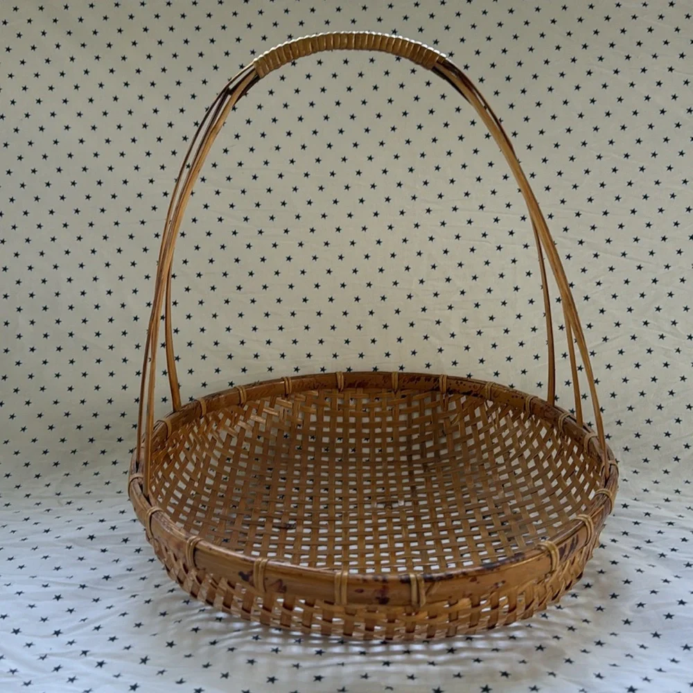 Vintage Republic of China Rattan / Bamboo / Reed Fishing Basket Excellent Cond
